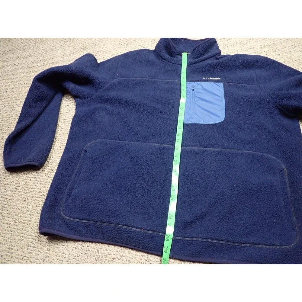 Columbia Fleece Jacket Mens‎ XXL Blue Excellent Full Zip Mock Neck Pocket